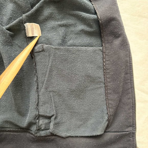 Minimalist black THEORY track jacket mock/high collar Sz P - Picture 5 of 6